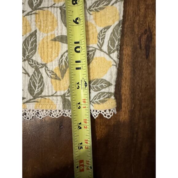 Women’s Lemon Organic Cotton Pajama Set Loungewear Textured Gauze Ruffle Size L - Picture 9 of 13